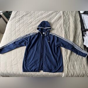 Adidas Men's Navy Blue Hooded Jacket
